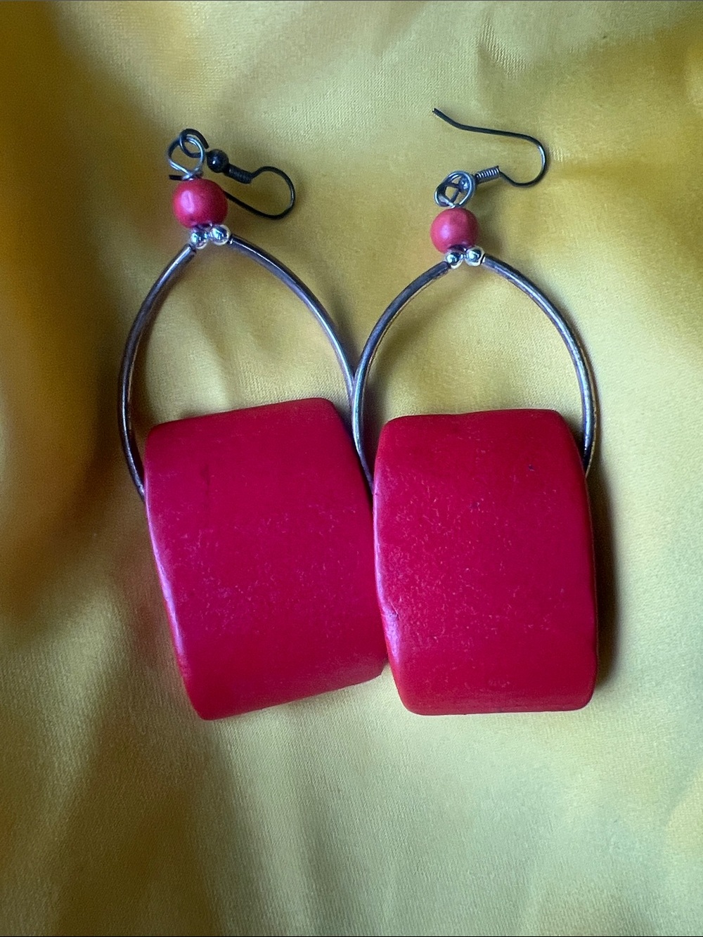 Red Hoop Drop Earrings - Women Jewelry